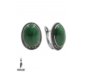 Серьги арт. HE212 Марказит, Малахит