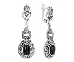 Серьги арт. HE0807 Марказит, Оникс