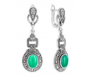 Серьги арт. HE0807 Марказит, Хризопраз