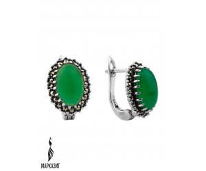 Серьги арт. HE945 Марказит, Хризопраз