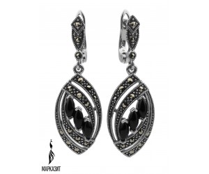 Серьги арт. HE962 Марказит, Оникс
