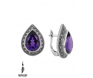 Серьги арт. HE227 Марказит, Аметист