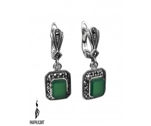 Серьги арт. HE329 Марказит, Хризопраз