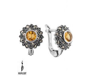 Серьги арт. HE0922 Марказит, Цитрин