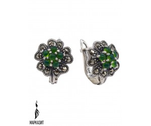 Серьги арт. HE0692 Марказит, Хризопраз