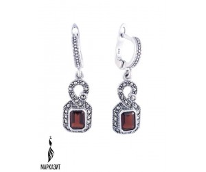 Серьги арт. HE960 Марказит, Гранат
