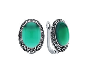 Серьги арт. HE212 Марказит, Хризопраз