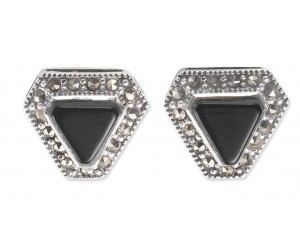 Серьги арт. HE067 Марказит, Оникс